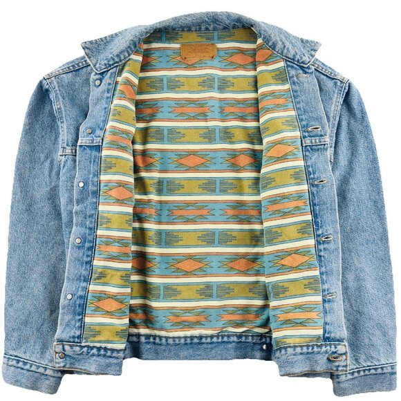 VTG 80s Levi's Mens L Type III Trucker Jacket Aztec Blanket Lined USA Made 70417 - Picture 2 of 14